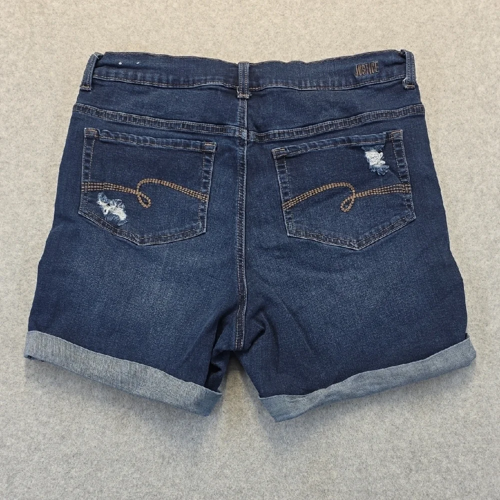Justice Plus Size 24 Distressed Denim Shorts Button Fly Cuffed Hem